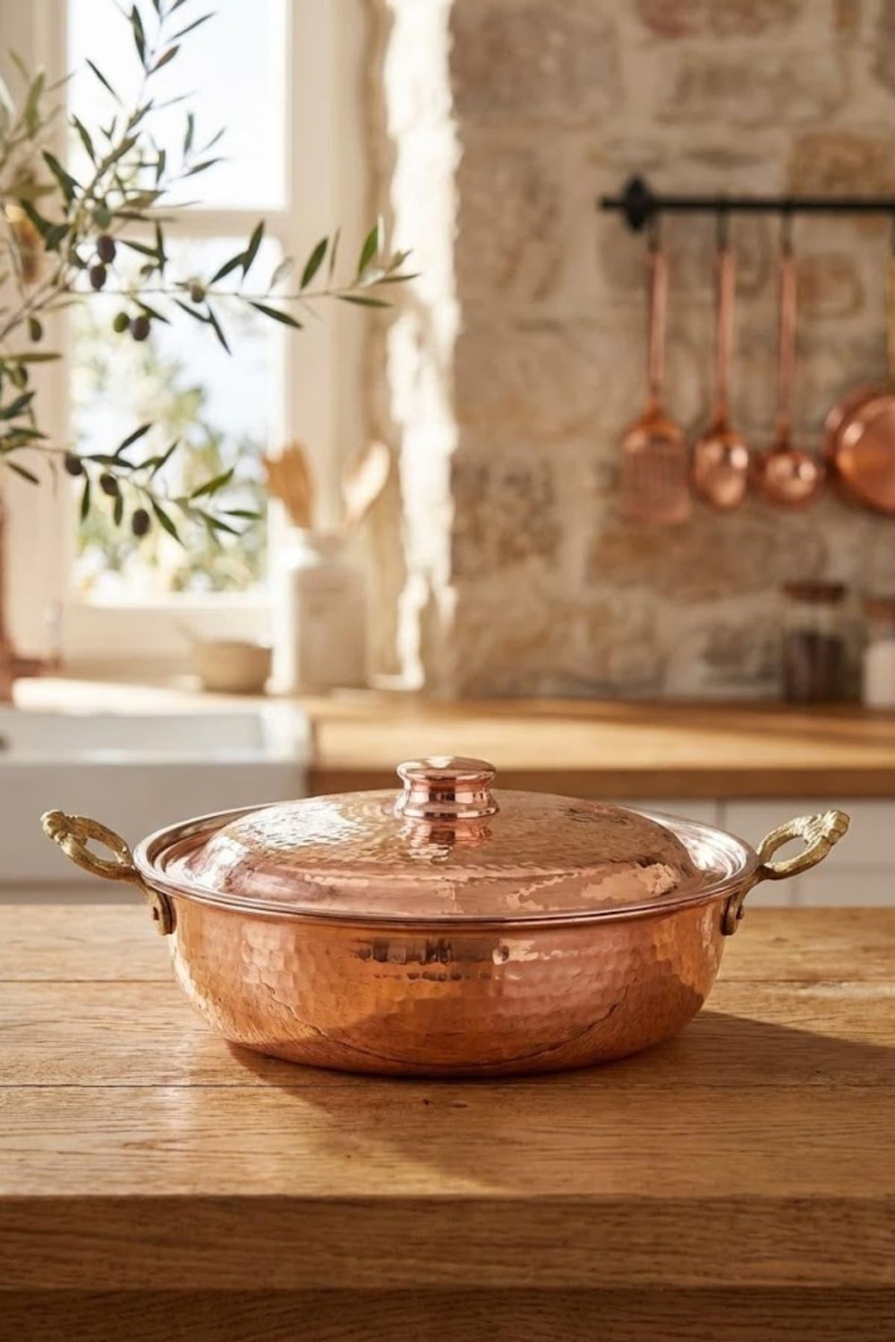 Turna Bakır Beyoğlu Kapaklı Tava 1 No 18 Cm El Dövme Kırmızı Turna7576-1