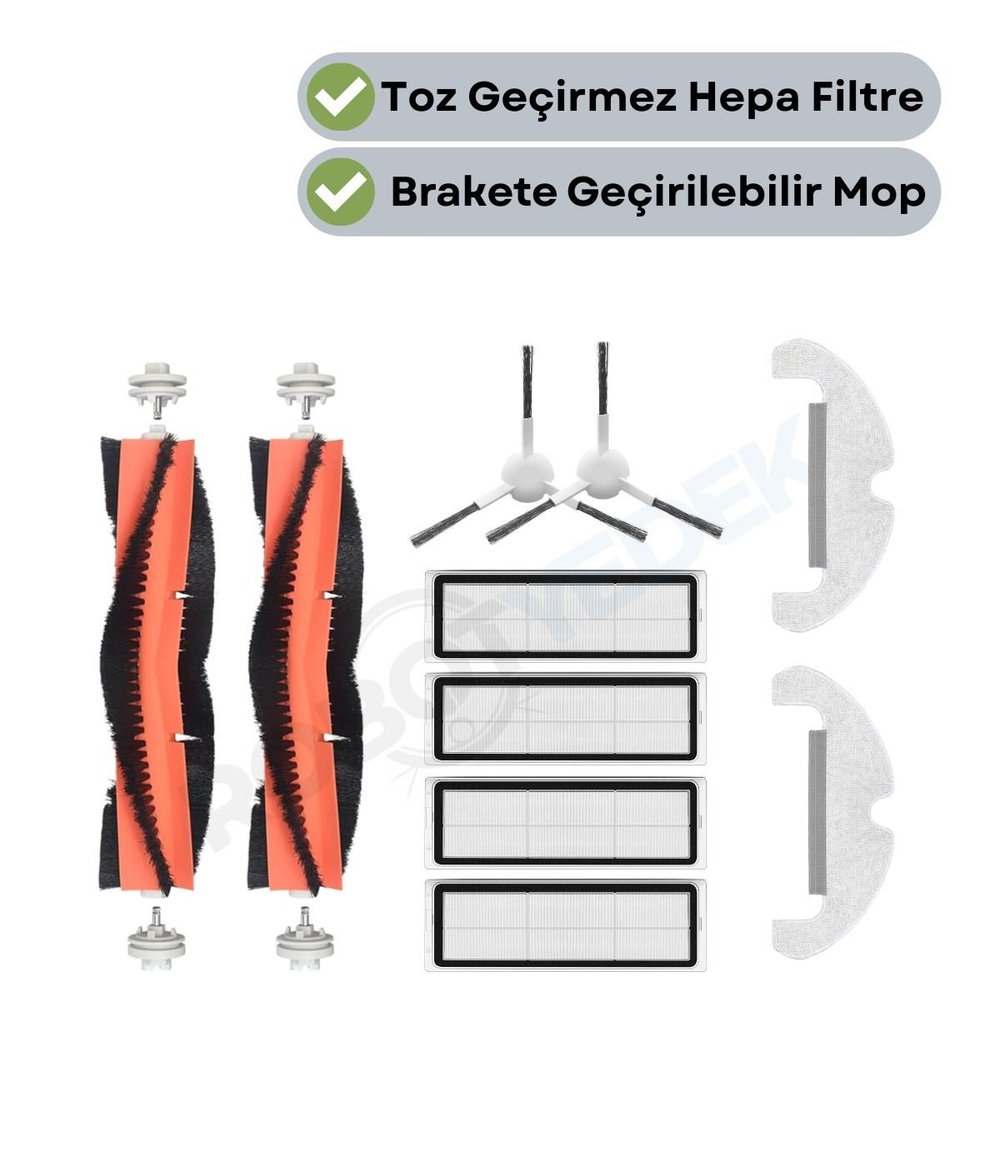 Dreame D10 Plus Gen 2 (RLL42SDA) Uyumlu Yedek Fırça Hepa Filtre Mop Seti-10 Parça