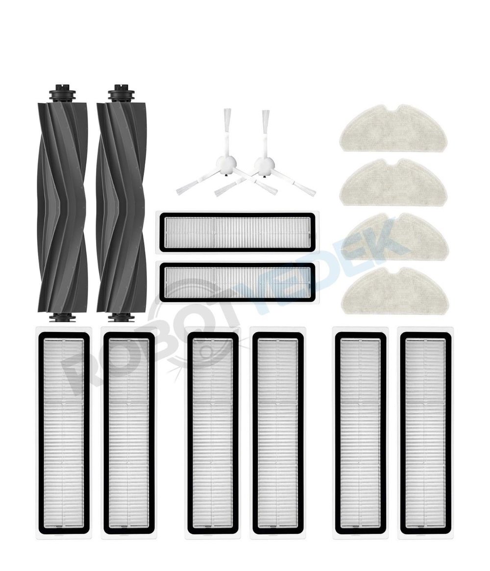 Dreame D10S D10S Pro Uyumlu Yedek Silikon Fırça Hepa Filtre Beyaz Yan Fırça Mop Seti-16 Parça