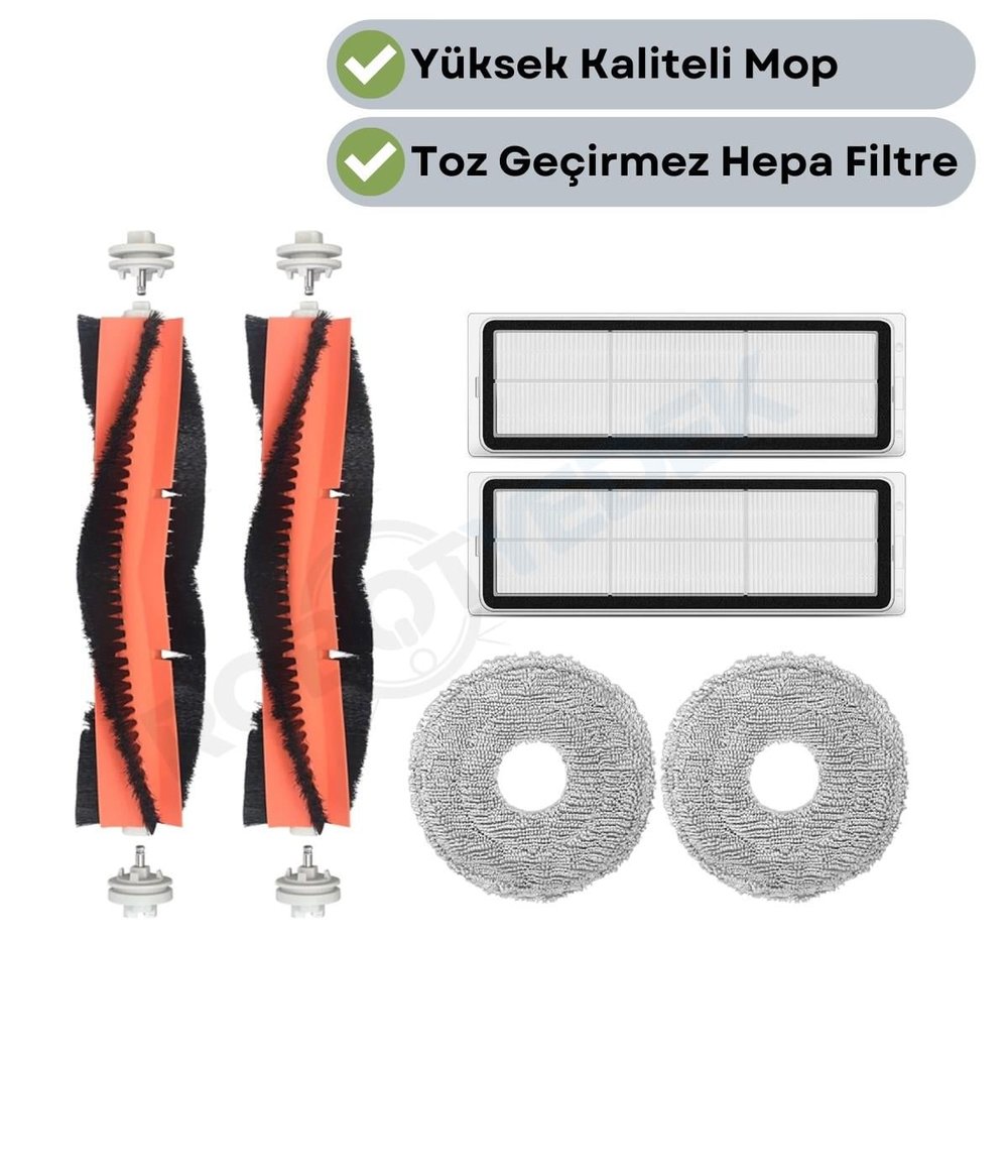 Dreame L10 Prime Uyumlu Yedek Fırça Hepa Filtre Mop Seti-6 Parça