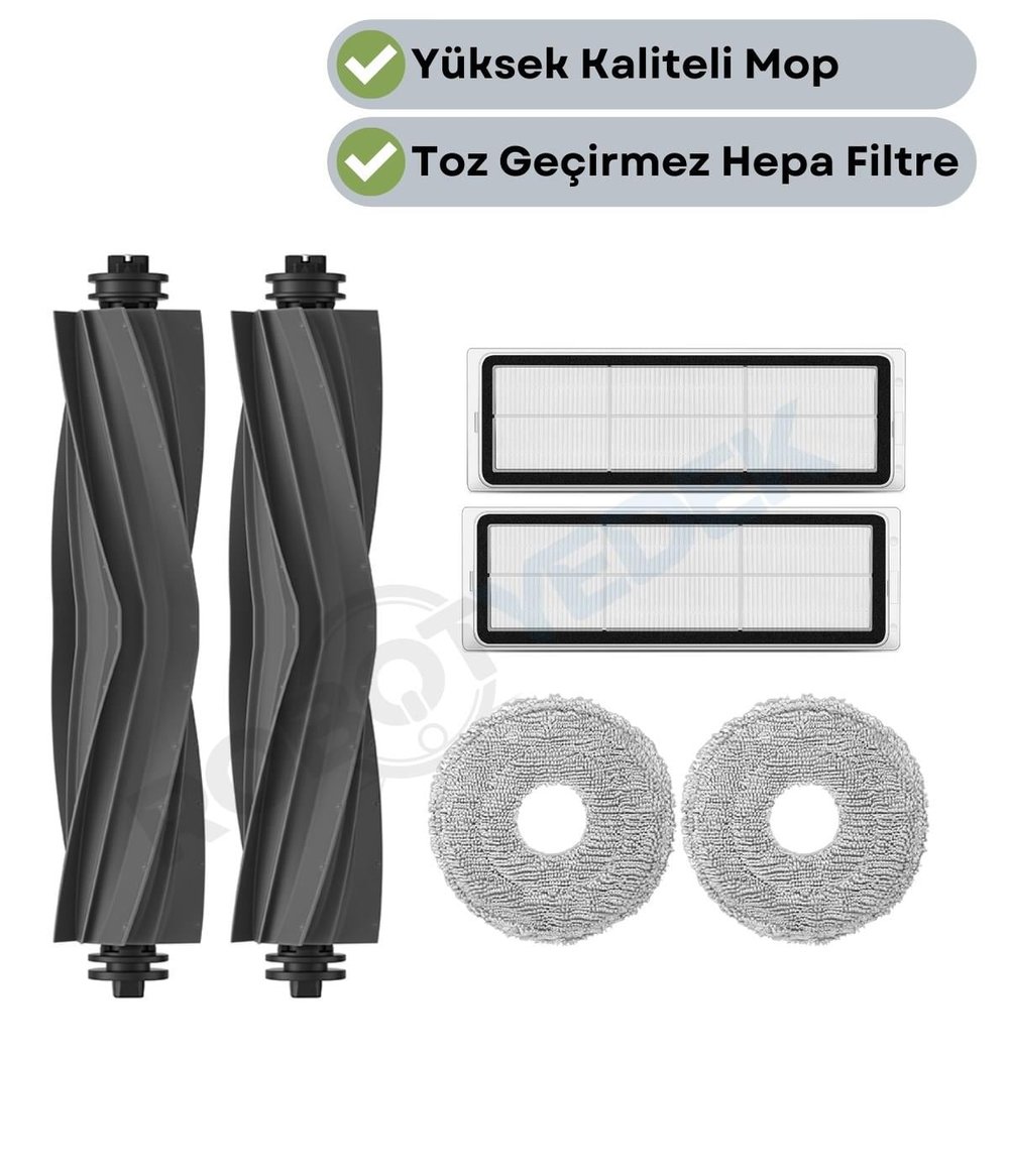 Dreame L10 Prime Uyumlu Yedek Silikon Fırça Hepa Filtre Mop Seti-6 Parça