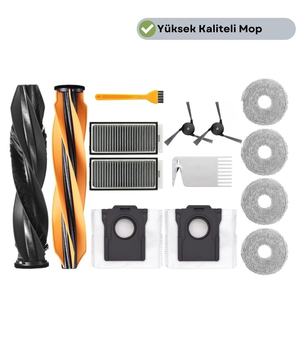 Dreame X50 Ultra (RLX85CE) Ana Fırça Takımı Hepa Filtre Mop Set Toz torbası Yan Fırça-14 Parça