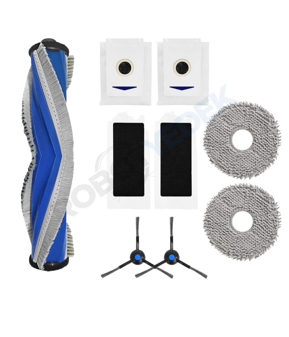 Ecovacs Deebot T30 Pro Omni Uyumlu Ana Fırça, Hepa Filtre, Yan Fırça, Mop, Toz Torbası 9 Parça
