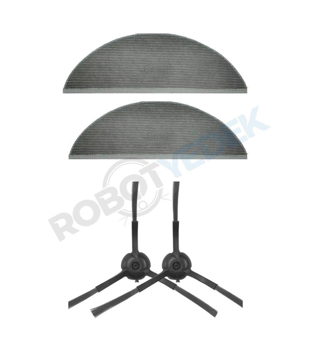 Lydsto R1 Pro Uyumlu Yedek Mop ve Yan Fırça-4 Parça