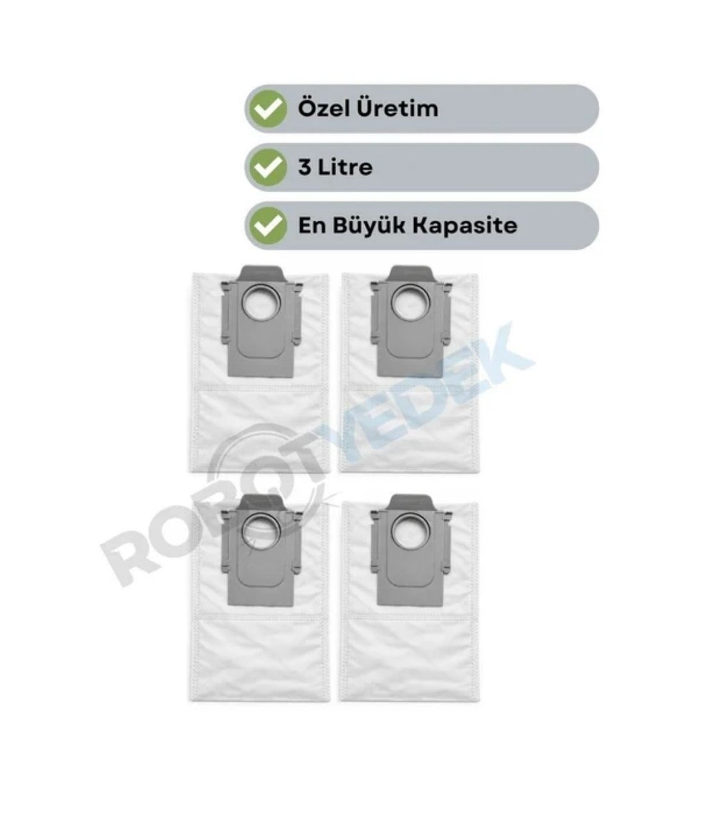Roborock QRevo Edge 2 Flow Uyumlu Toz Çöp Torbası 4 Adet