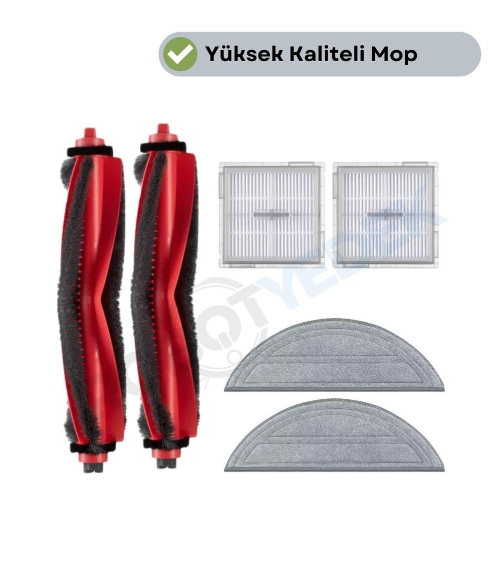 Roborock S8 Pro (Ultra Değil!) Uyumlu Fırça Hepa Filtre Mop Seti-6 Parça