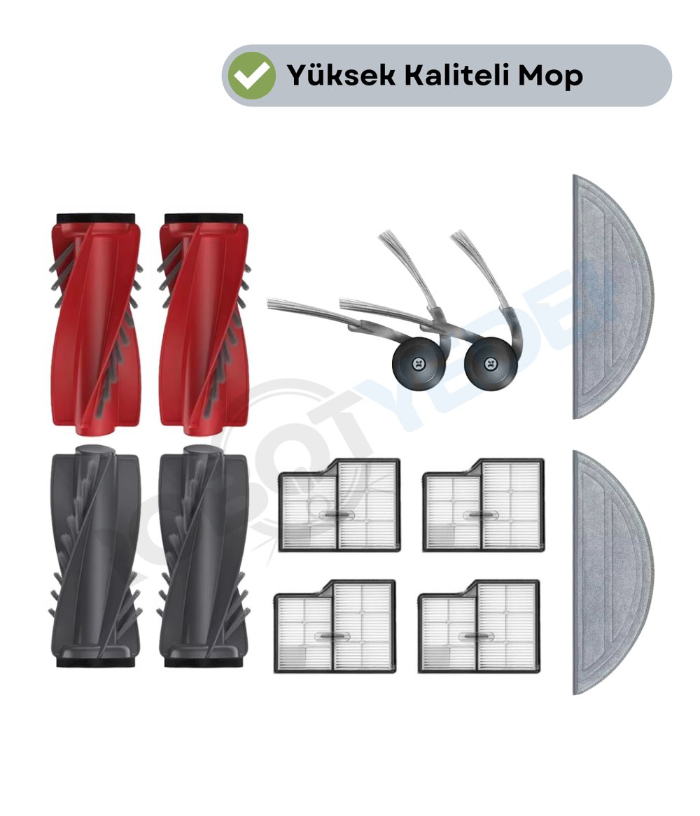 Roborock Saros 10 Uyumlu Fırça Hepa Filtre Mop Seti-10 Parça