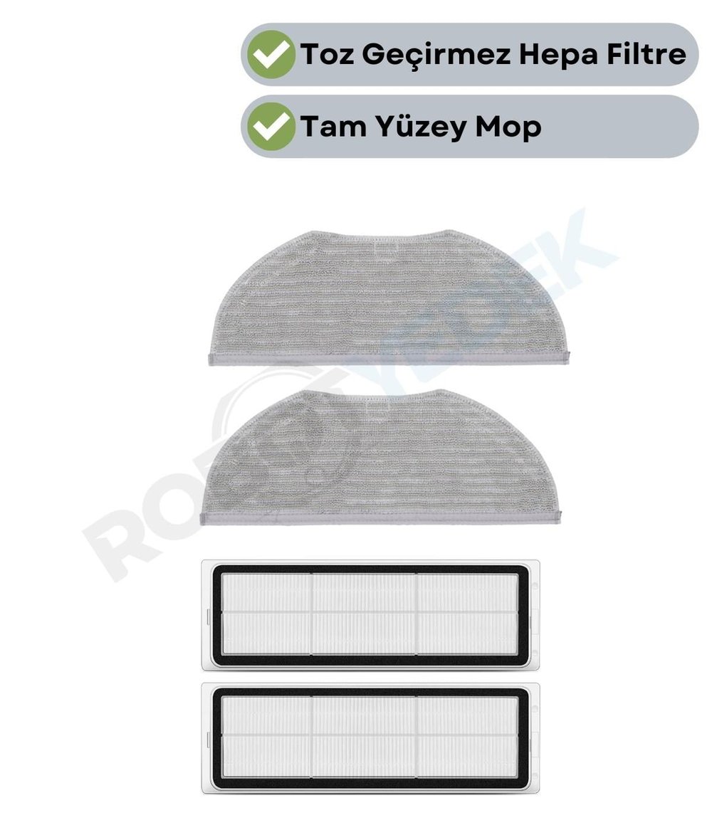 Xiaomi H40 Uyumlu Yedek Hepa Filtre Mop Seti-4 Parça