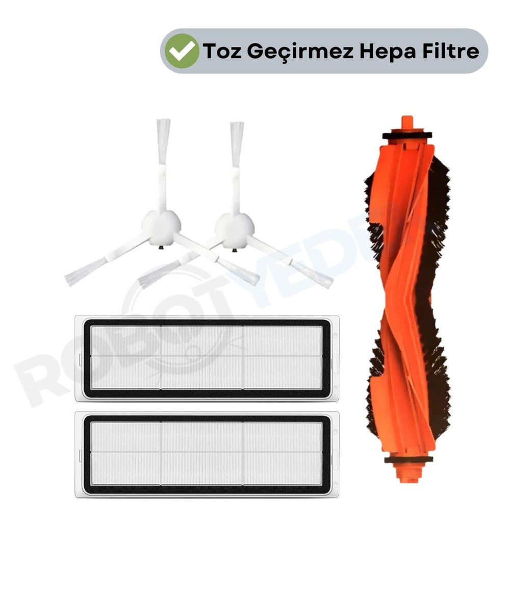 Xiaomi H40 Uyumlu Yedek Mopsuz Fırça Hepa Filtre Seti-5 Parça