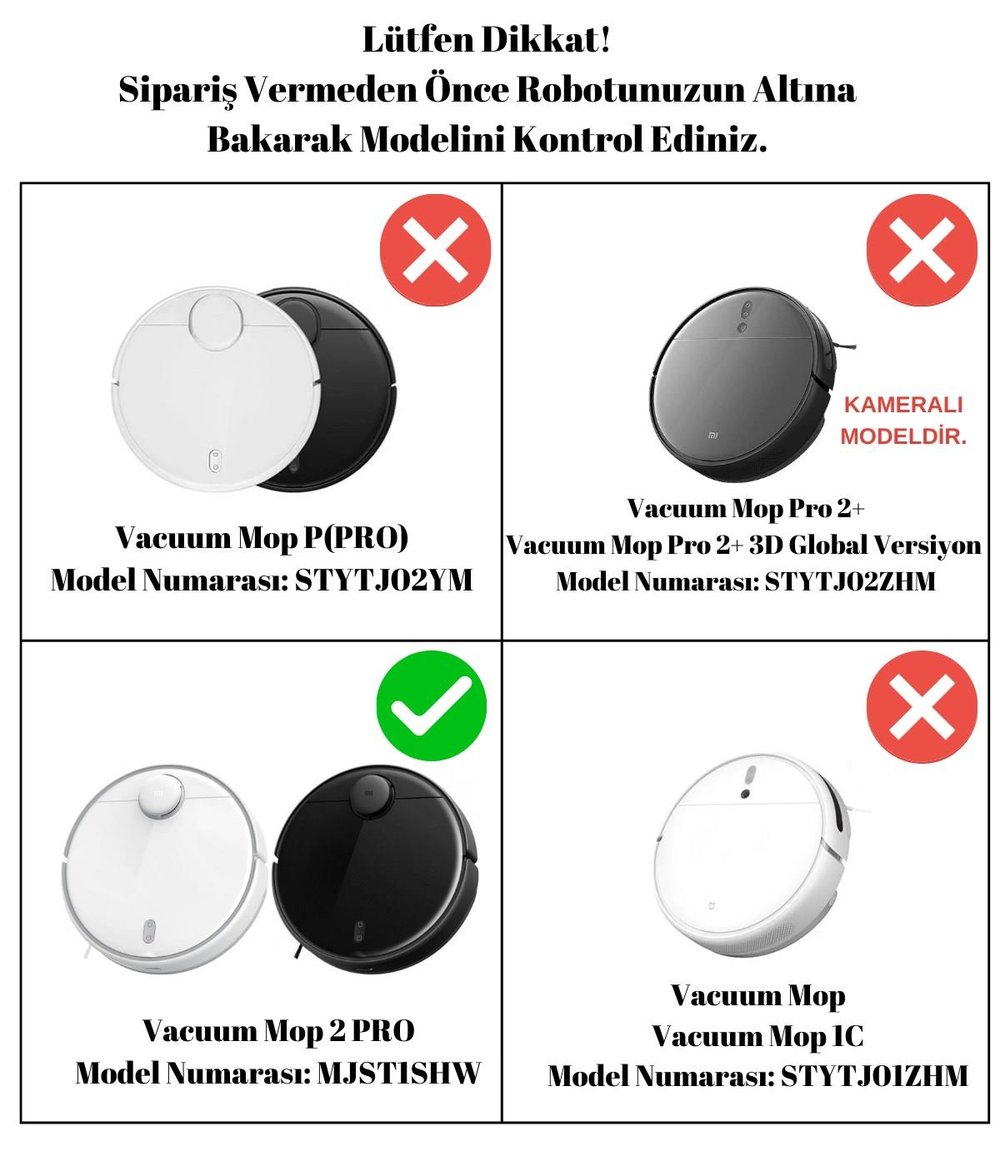 Xiaomi Mop 2 Pro (Siyah) MJST1SHW Uyumlu Yedek Hepa Filtre ve Yan Fırça-4 Parça