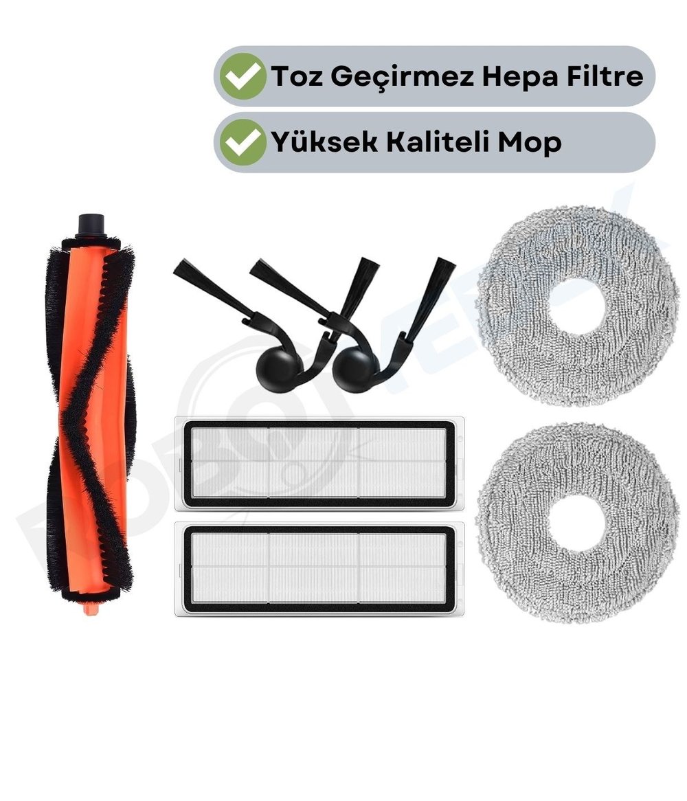 Xiaomi S40 PRO OV71GL Uyumlu  Yedek Fırça Hepa Filtre Mop Seti-7 Parça