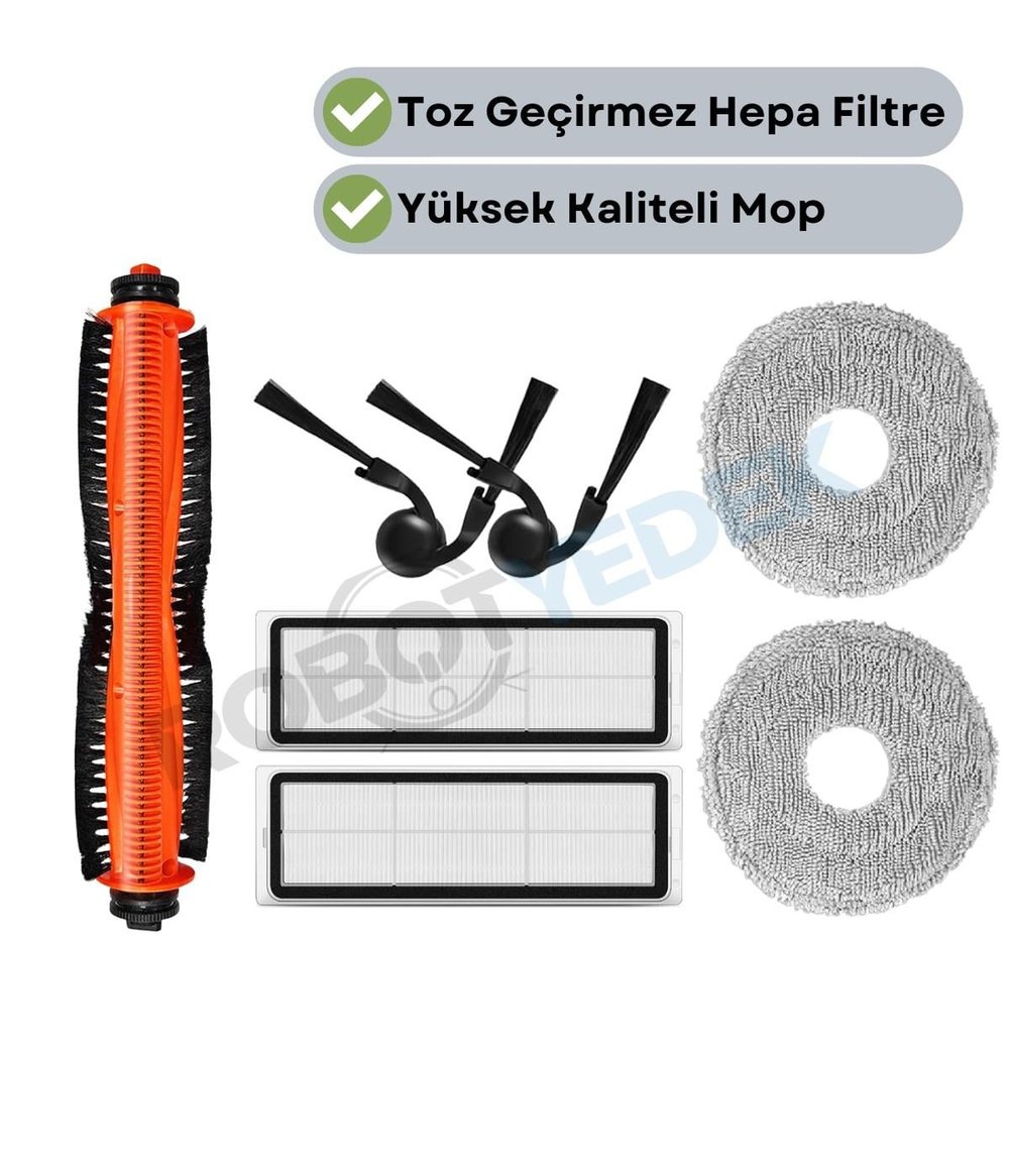 Xiaomi Vacuum 5 (OV31GL) Uyumlu  Yedek Fırça Hepa Filtre Mop Seti-7 Parça