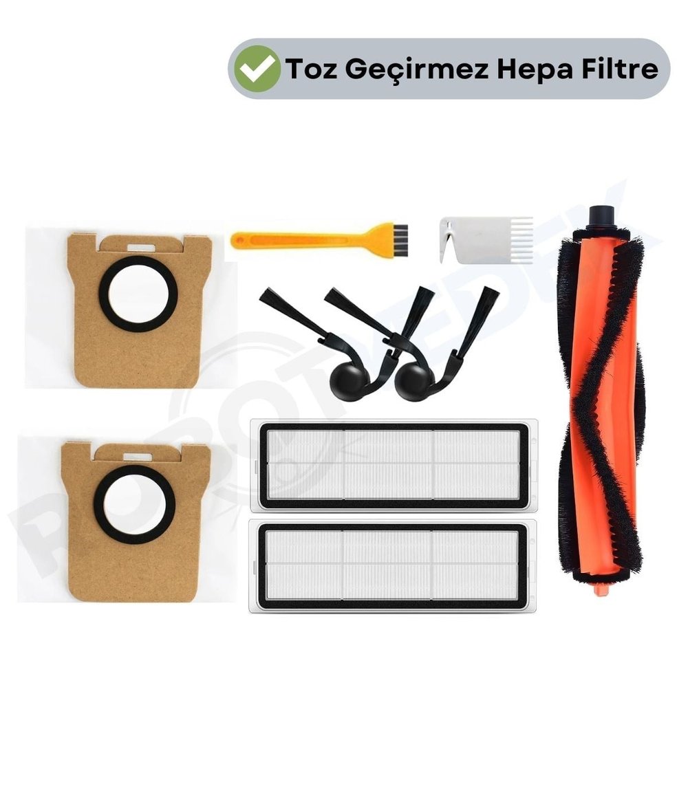 Xiaomi Vacuum H50/H50 Pro Uyumlu Ana Fırça Hepa Filtre Yan Fırça Toz Torbası -9 Adet