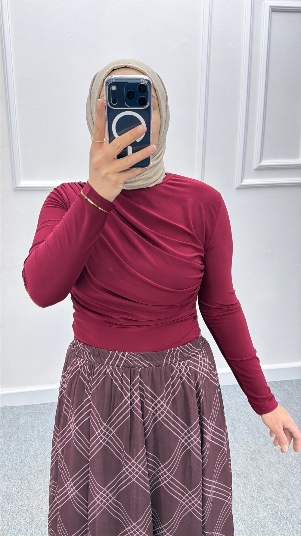 Bordo Büzgü Detaylı Sandy Bluz