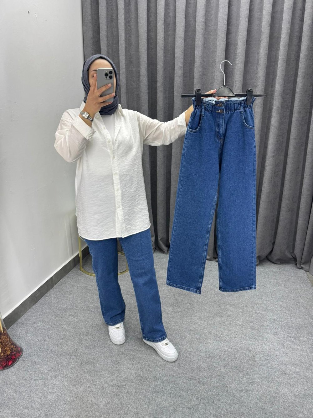 Mavi Palazzo Beli Lastikli Likralı Jean