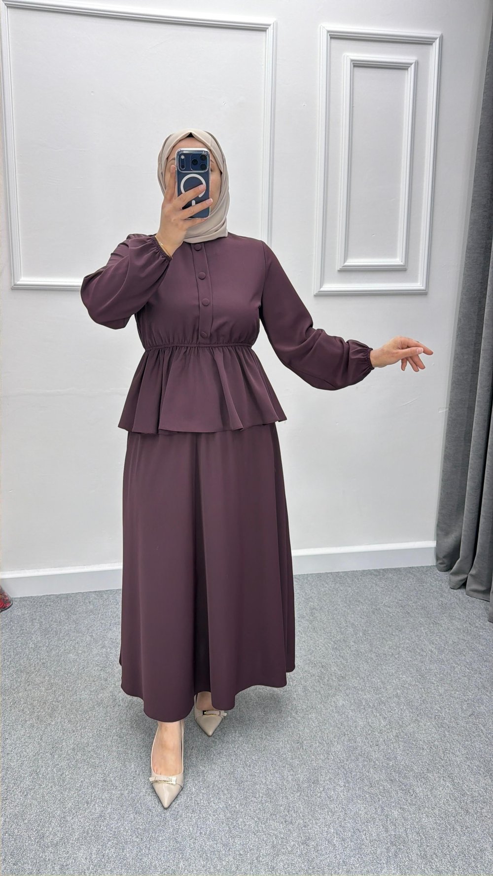 Mürdüm Beli Lastikli Etekli Takım