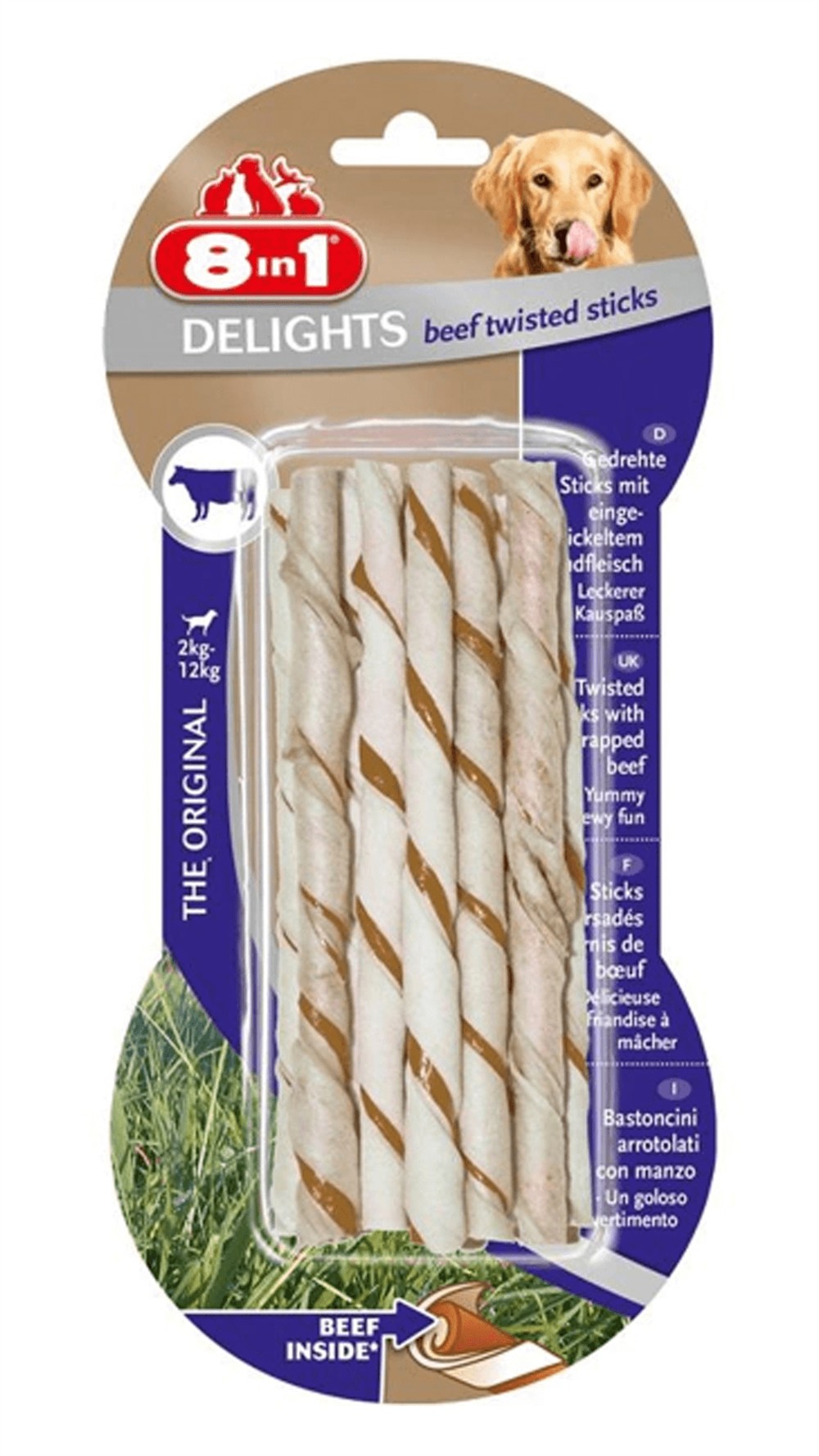 8in1 Delights Biftekli Ağız Sağlığı için Burgu Kemik (10'lu) 55gr