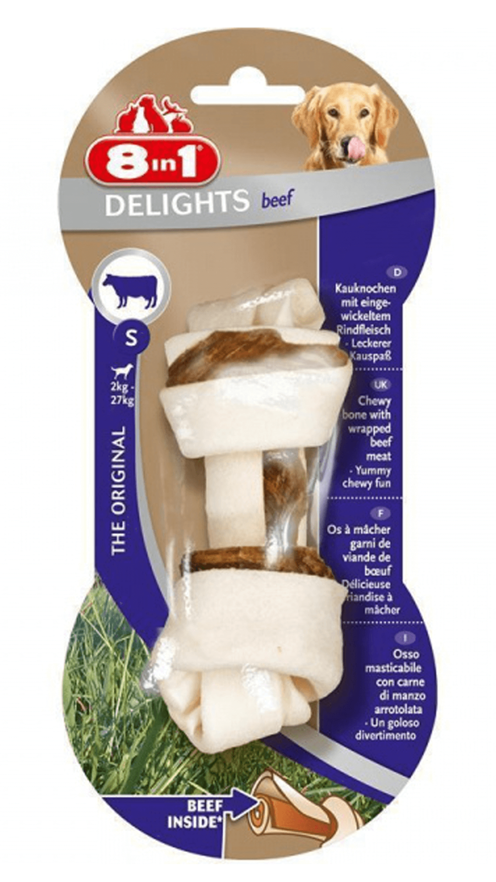 8in1 Delights Bones Biftekli Düğümlü Tartar Oluşumunu Önleyen Köpek Kemiği 35gr 10cm S