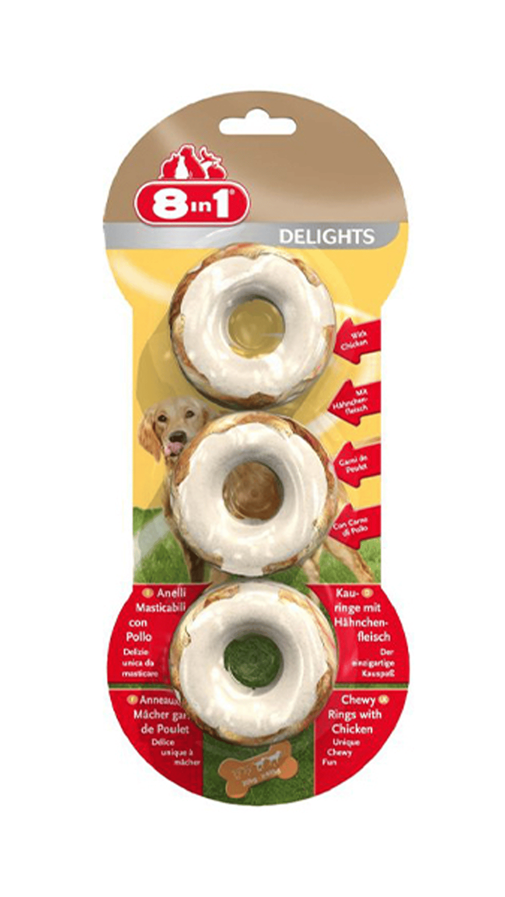 8IN1 Delights Rings Köpek Ödül Kemiği Tavuklu 119G