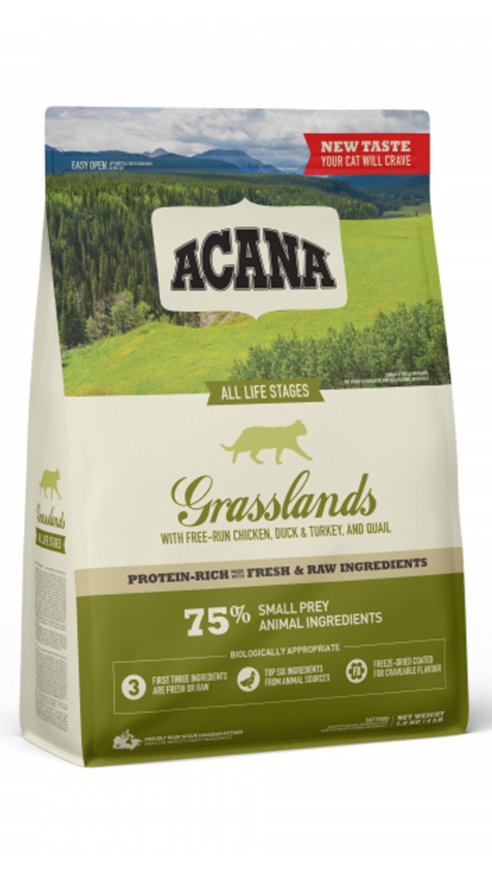 Acana Grasslands Ördekli ve Tavuklu Tahılsız Yetişkin Kedi Maması 1,8kg
