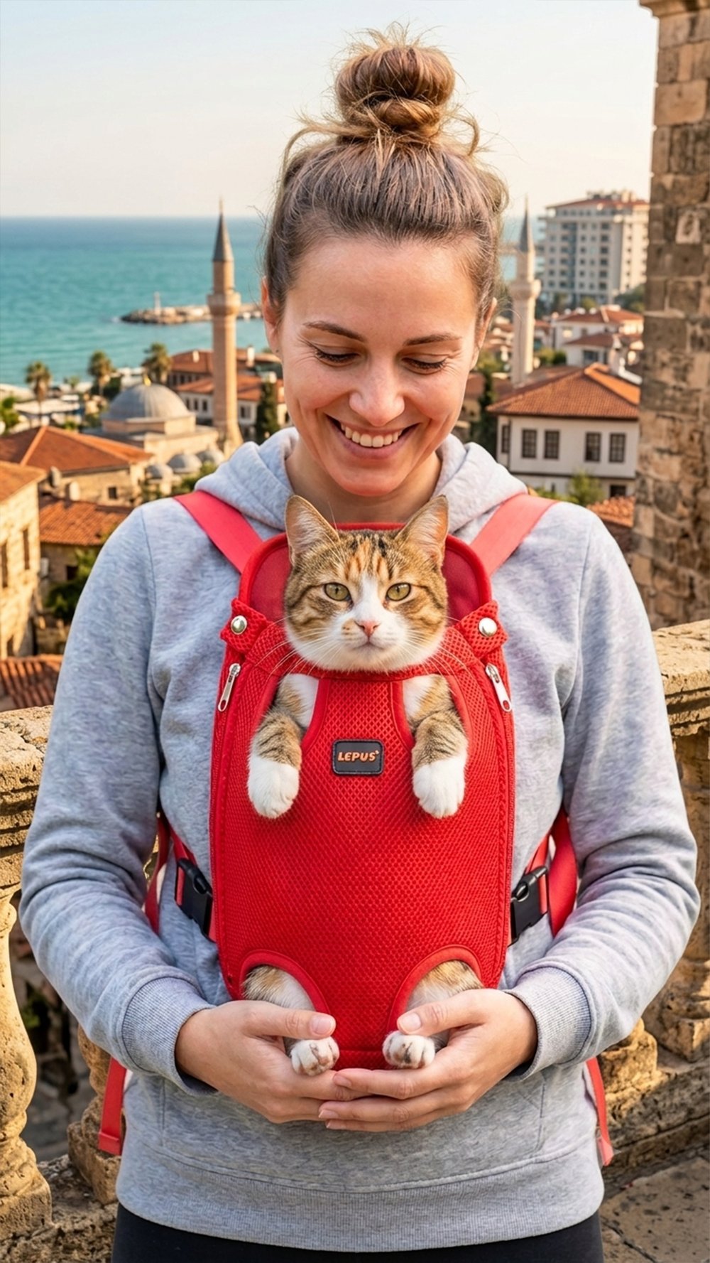 Kedi ve Köpek Ana Kucağı Red Model Taşıma Çantası (S)