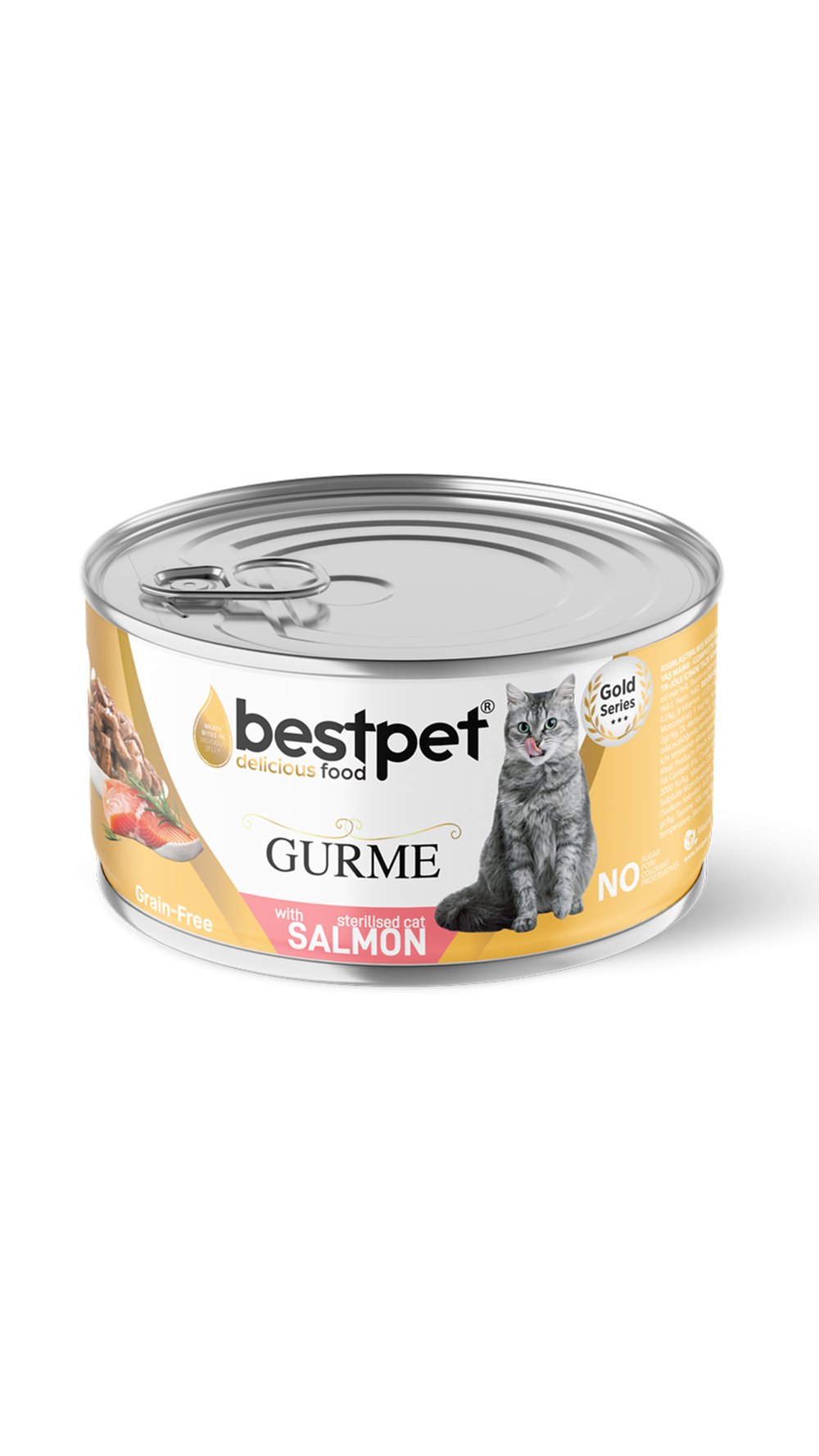 BestPet Gurme Jöle İçinde Somonlu Tahılsız Kısırlaştırılmış Kedi Konservesi 85gr