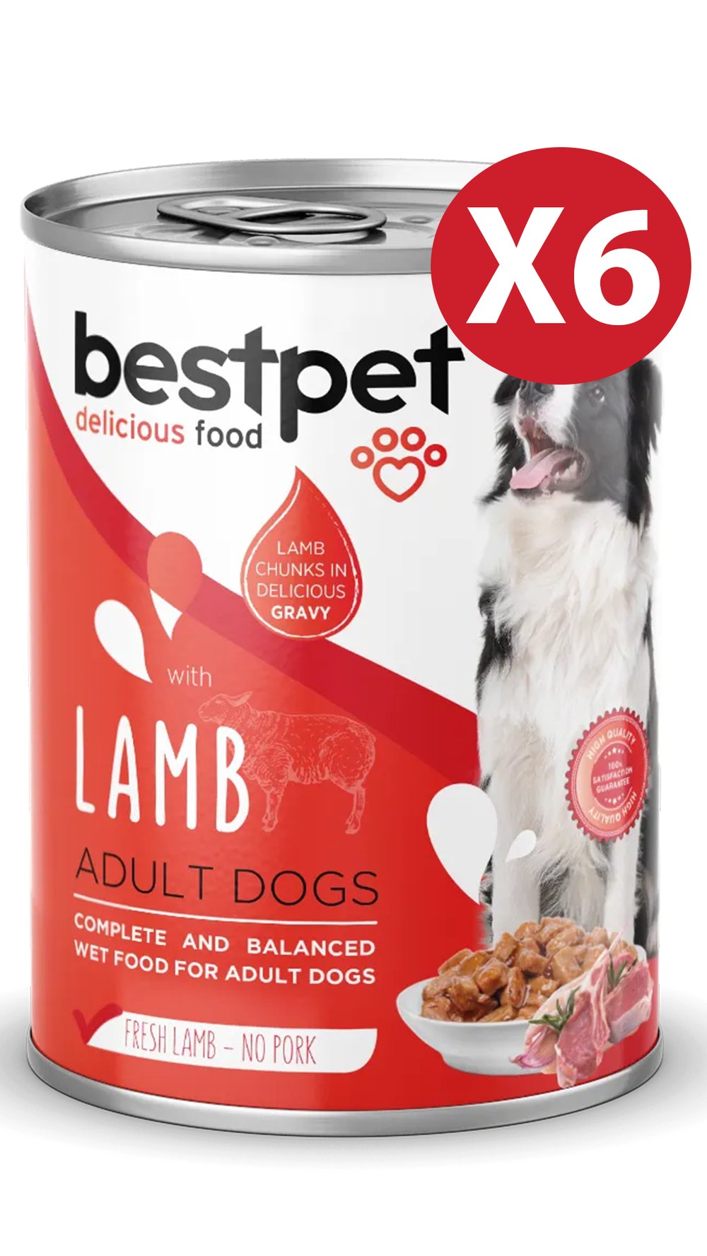BestPet Kuzulu Yetişkin Köpek Konservesi 400gr 6 Adet