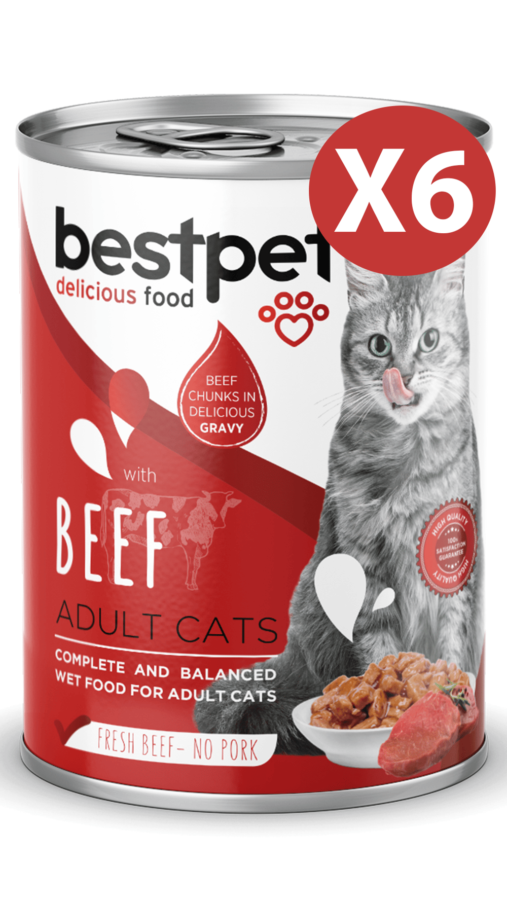 BestPet Sığır Etli Yetişkin Kedi Konservesi 400gr 6 Adet