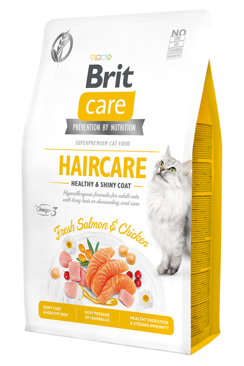 Brit Care Haircare Hypo-Allergenic Deri ve Tüy Sağlığı için Tahılsız Yetişkin Kedi Maması 2 Kg