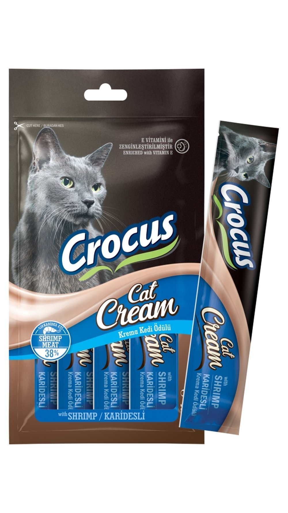Crocus Karidesli Sıvı Kedi Ödül Maması 4x15 Gr