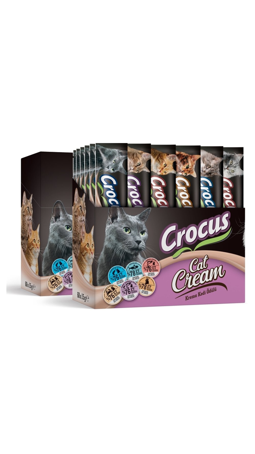 CROCUS MULTIPACK 6 ÇEŞİT KREMA KEDİ ÖDÜLÜ 60X15GR