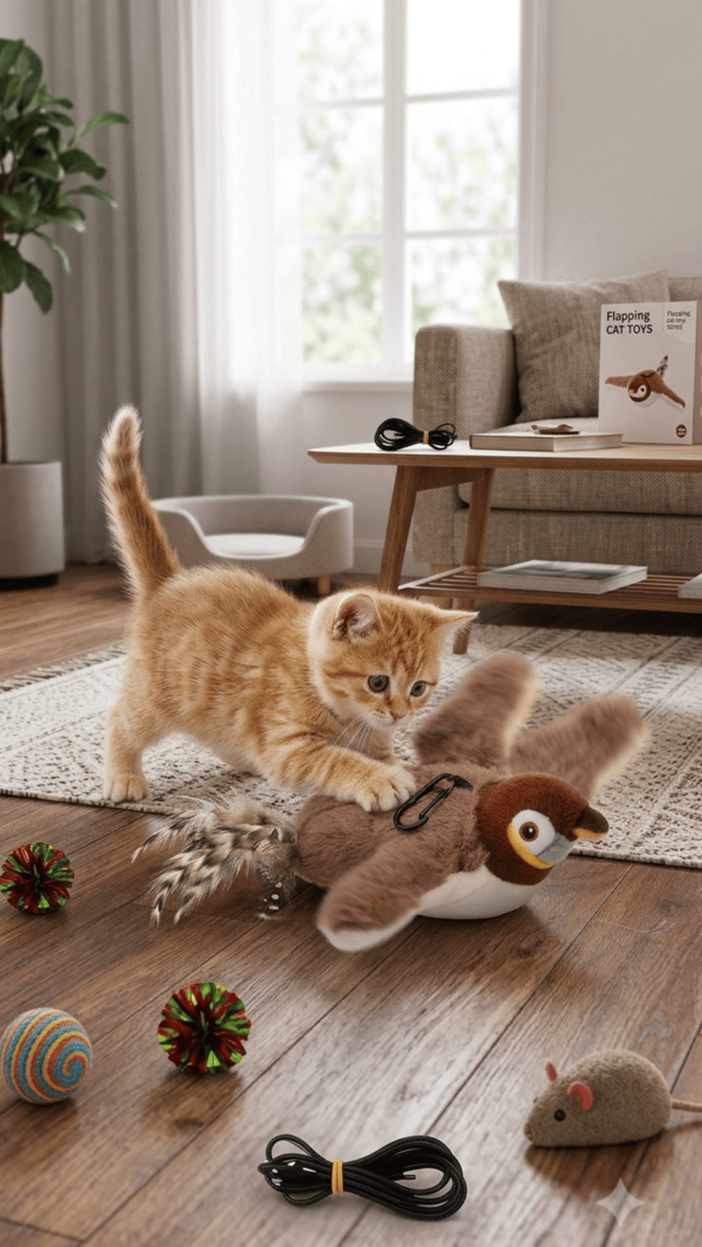D-Pets Hareketli Büyük Sesli Şarjlı Kuş Kedi Oyuncağı