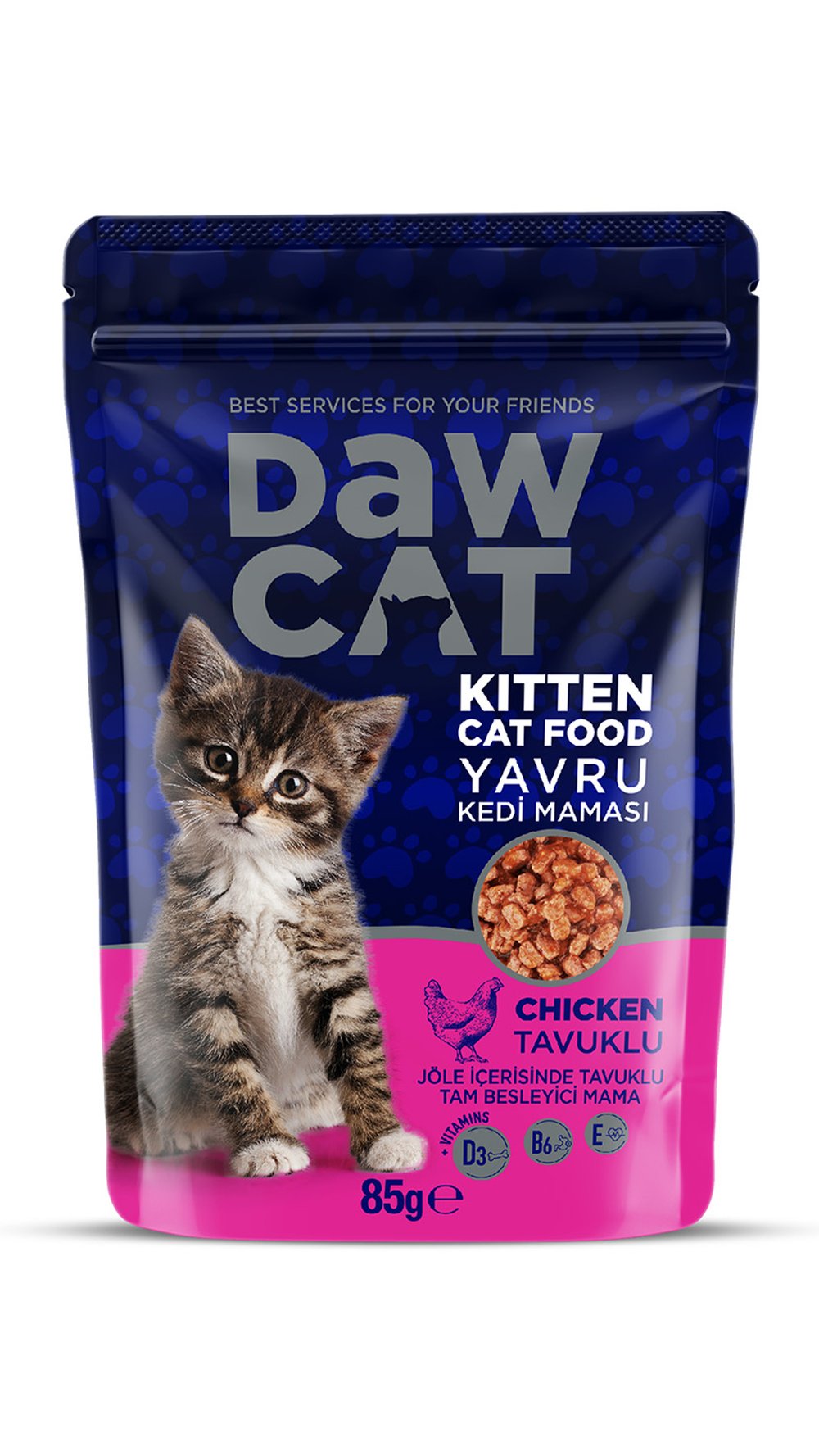 DAWCAT 85 GR YAVRU KEDİ TAVUKLU POUCH KEDİ 