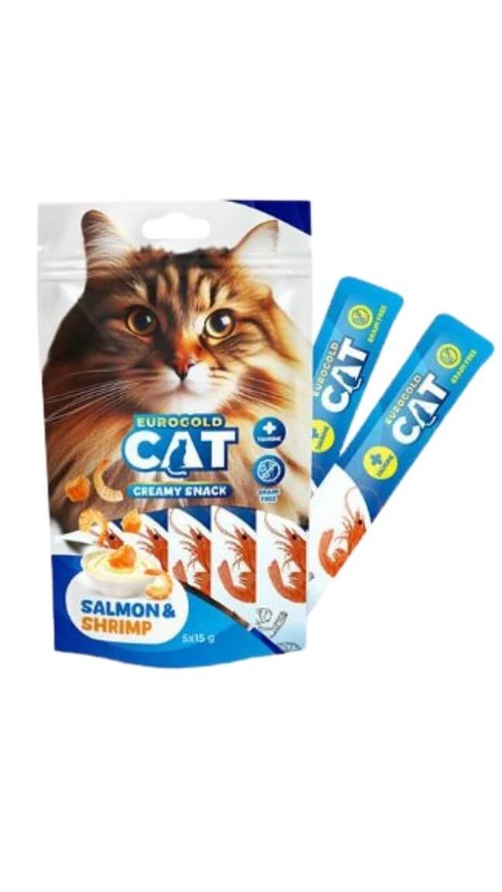 EuroGold Cat Sıvı Kedi Ödülü Somon - Karides 5x15Gr