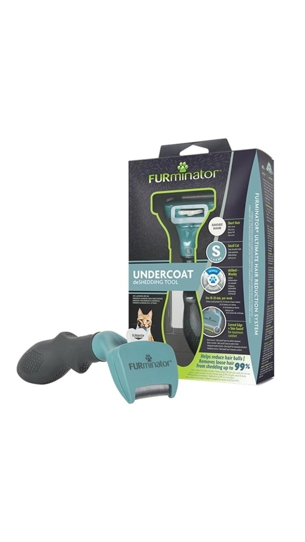 Furminator Kısa Tüylü Kediler için Tüy Toplayıcı Kedi Tarağı 3,9cm [S]