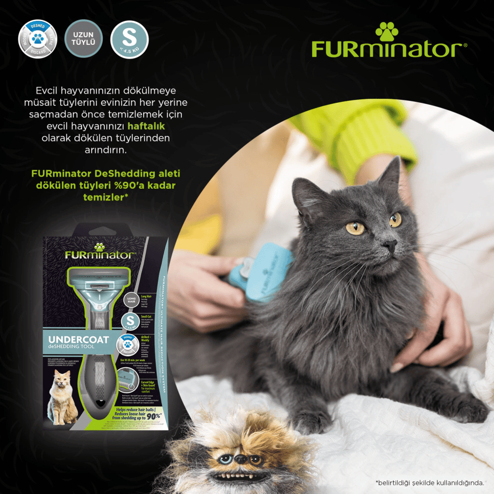Furminator Uzun Tüylü Kediler için Tüy Toplayıcı Kedi Tarağı 3,9cm [S]