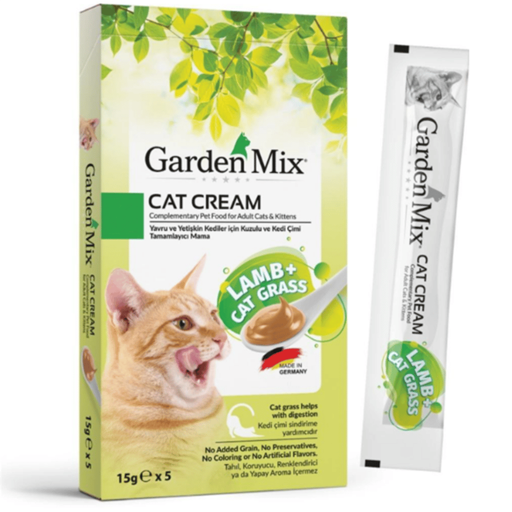Garden Mix Kedi Çimi ve Kuzulu Krema Kedi Ödül Maması 15gr (5li)