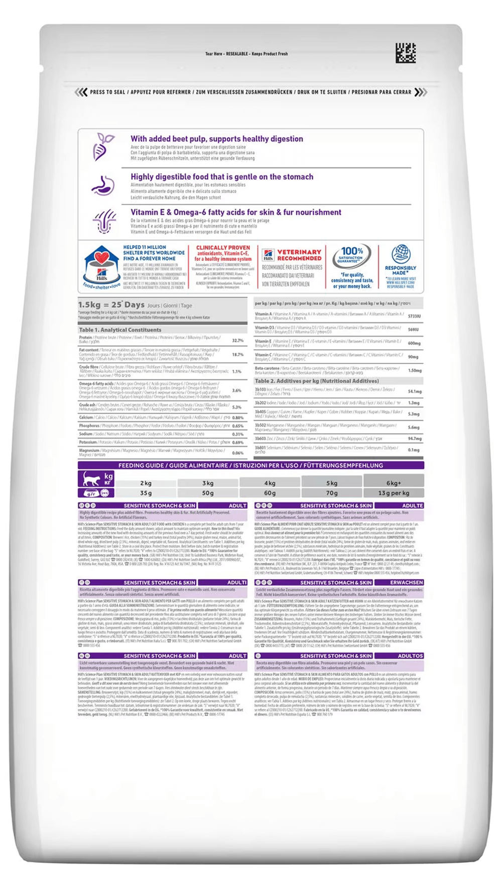 Hills Feline Sensitive Skin Tavuklu Yetişkin Kedi Maması 1,5 KG