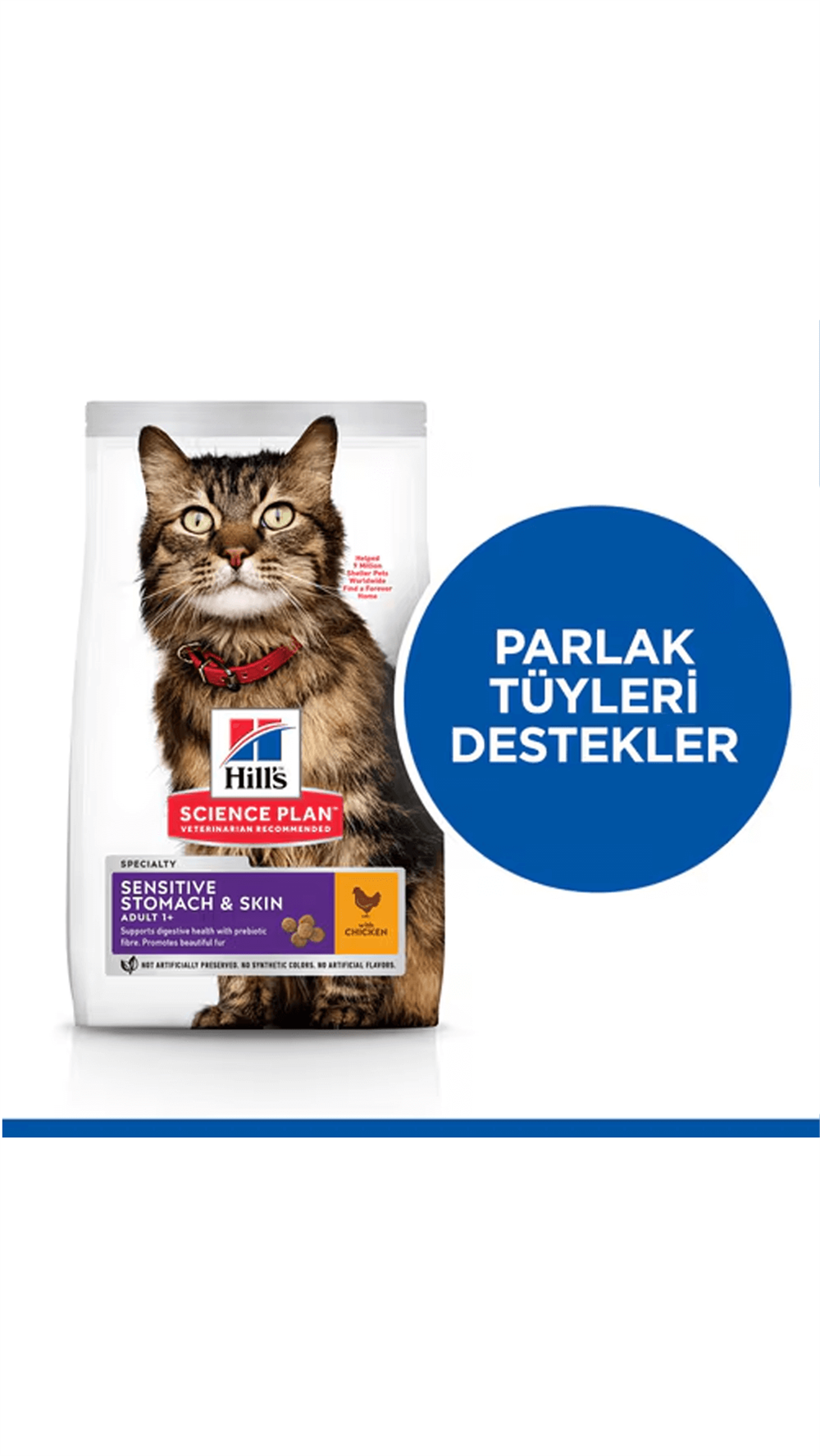Hills Feline Sensitive Skin Tavuklu Yetişkin Kedi Maması 1,5 KG