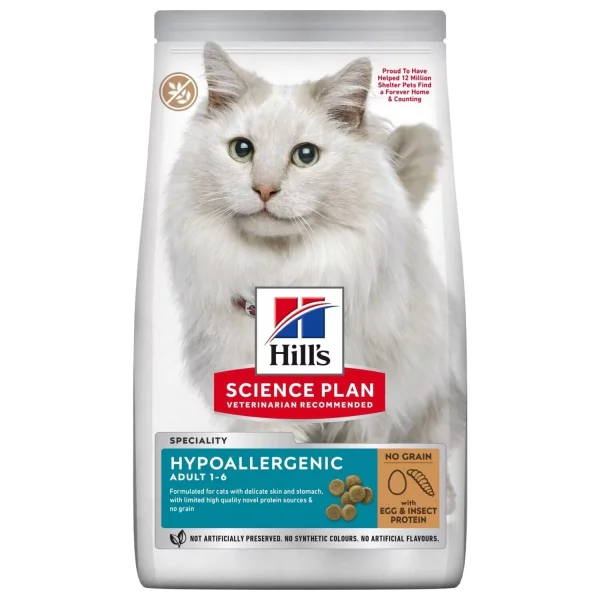 Hill's SCIENCE PLAN Hypo-Allergenic Yumurta ve Böcek Proteinli Tahılsız Yetişkin Kedi Maması 7kg