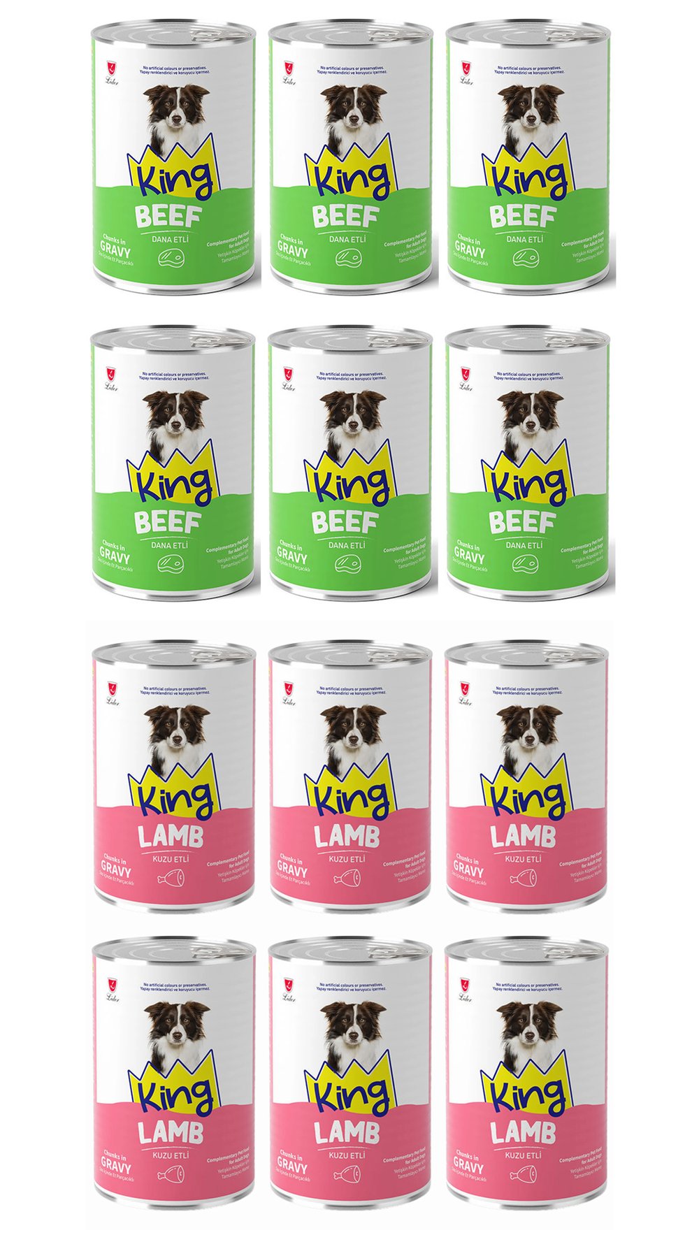 King Sos İçinde Et Parçacıklı Köpek Konservesi 400G 12'Li Set