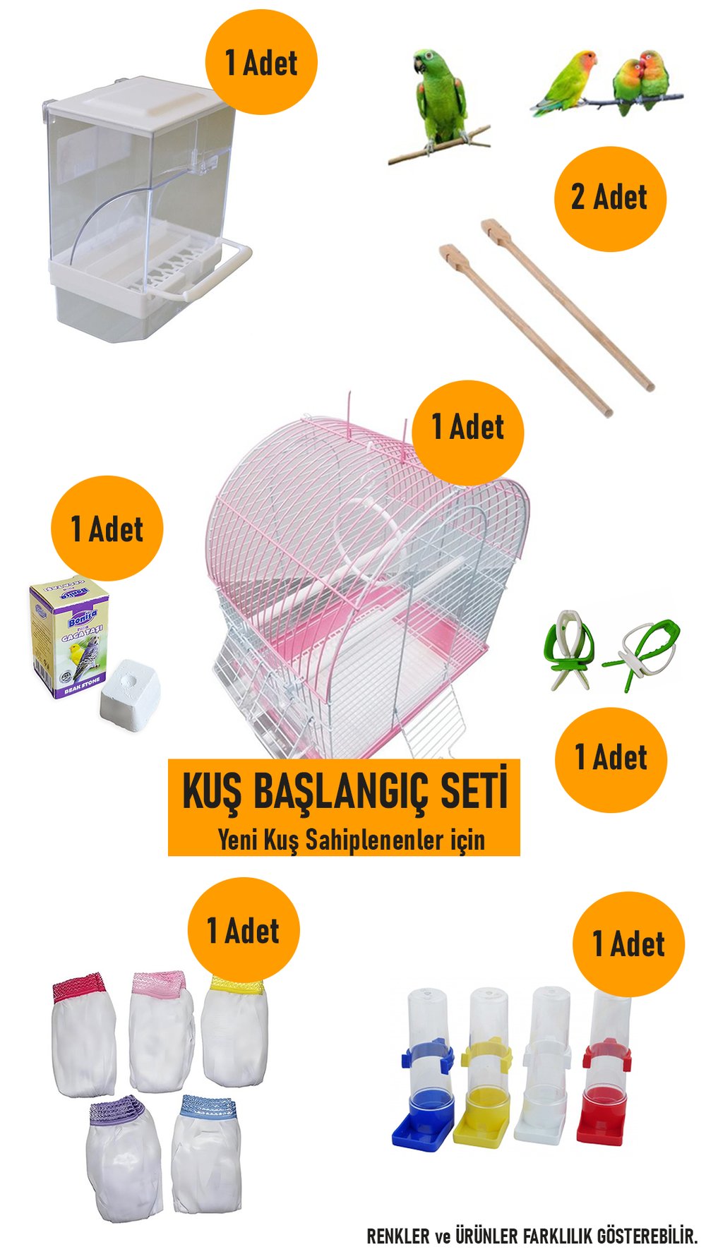 Kuş Başlangıç Seti Kuş Bakım Seti Kuş Kafesi
