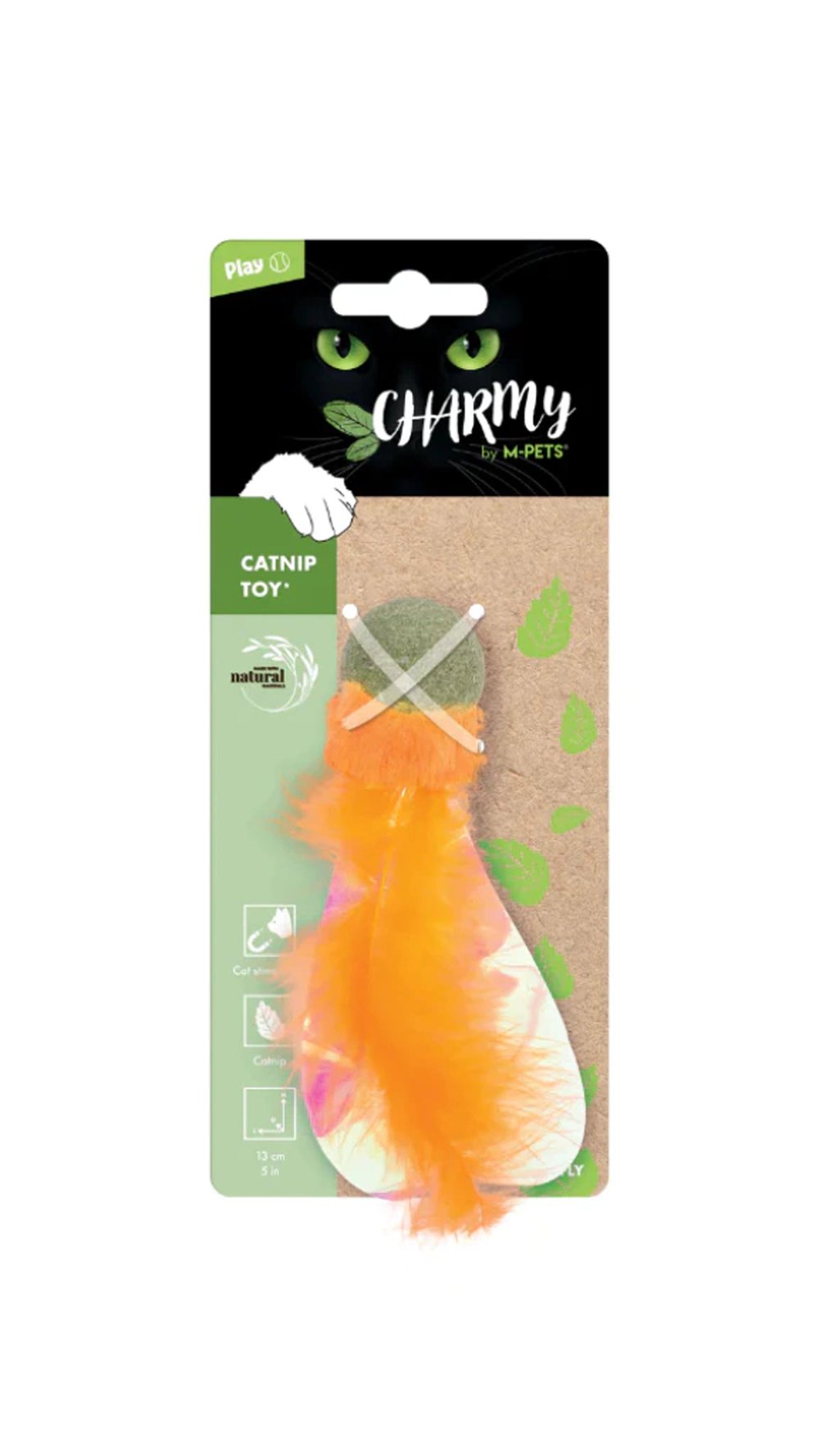 M-Pets Catnipli Tüylü Top Kedi Oyuncağı 13cm (Turuncu)