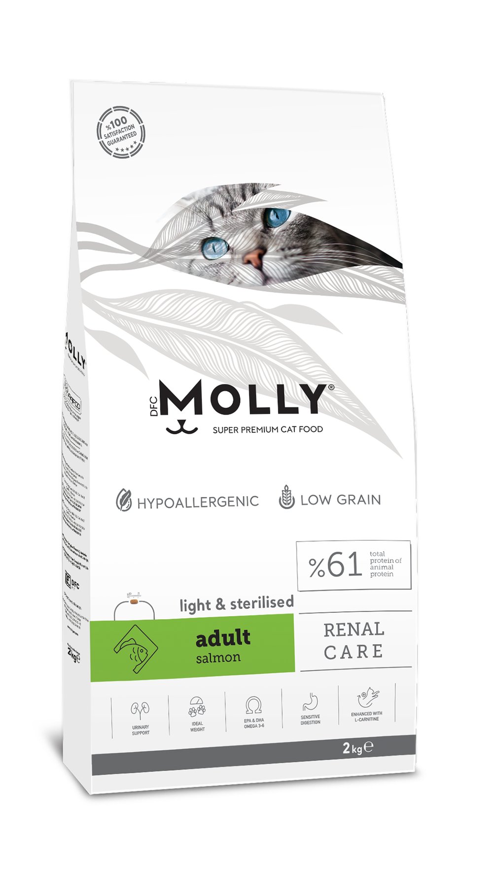 Molly Renal Care Light Hipoalerjenik Somonlu Düşük Tahıllı Kısırlaştırılmış Kedi Maması 2kg