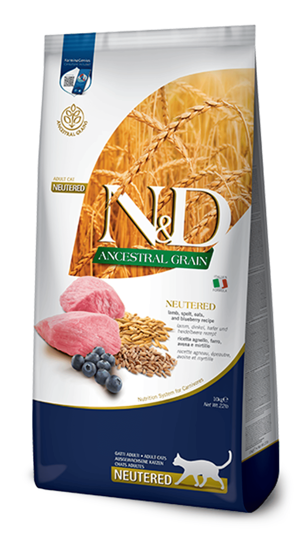 N&D Ancestral Grain Kuzu Etli ve Yaban Mersinli Ata Tahıllı Kısırlaştırılmış Kedi Maması 10kg