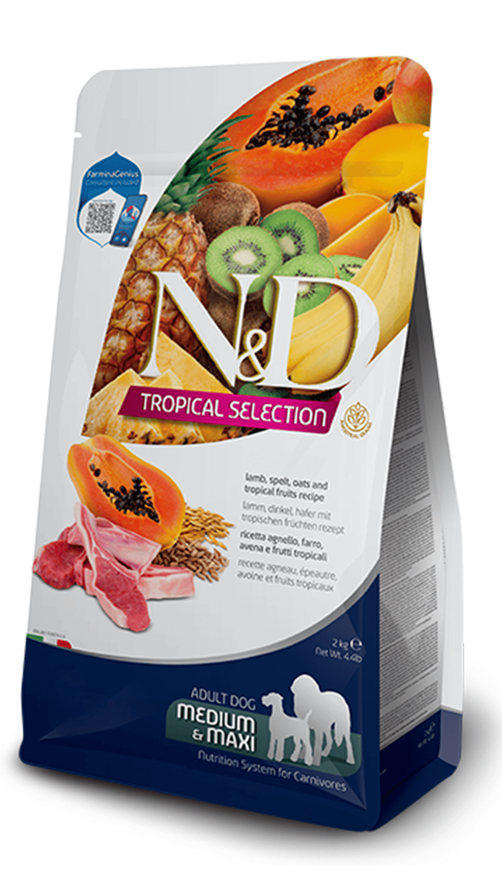 N&D Tropical Selection Kuzu Etli ve Tropikal Meyveli Orta ve Büyük Irk Yetişkin Köpek Maması 10kg