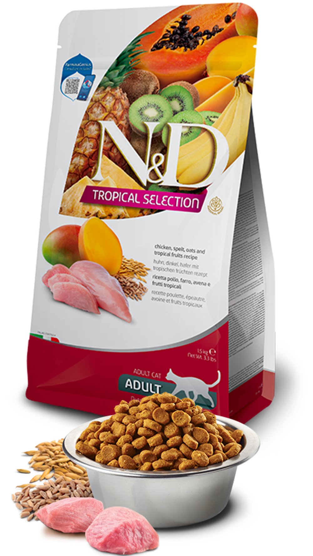 N&D Tropical Selection Tavuklu ve Tropikal Meyveli Yetişkin Kedi Maması 1,5kg