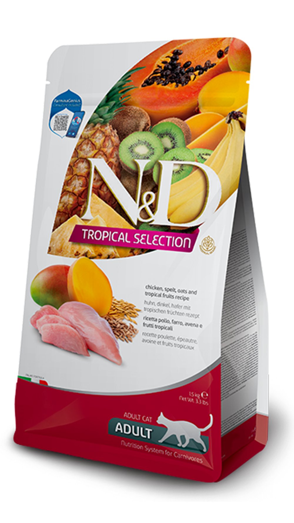 N&D Tropical Selection Tavuklu ve Tropikal Meyveli Yetişkin Kedi Maması 10kg