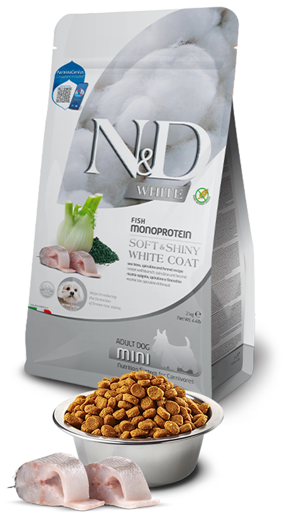 N&D White Levrek Spirulina ve Rezeneli Küçük Irk Yetişkin Köpek Maması 2kg