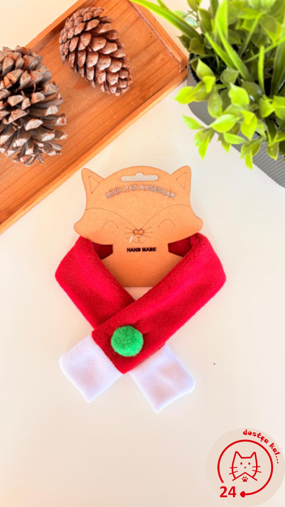 Kedi ve Köpek Noel Atkı Tasma Yılbaşı Atkı Tasma